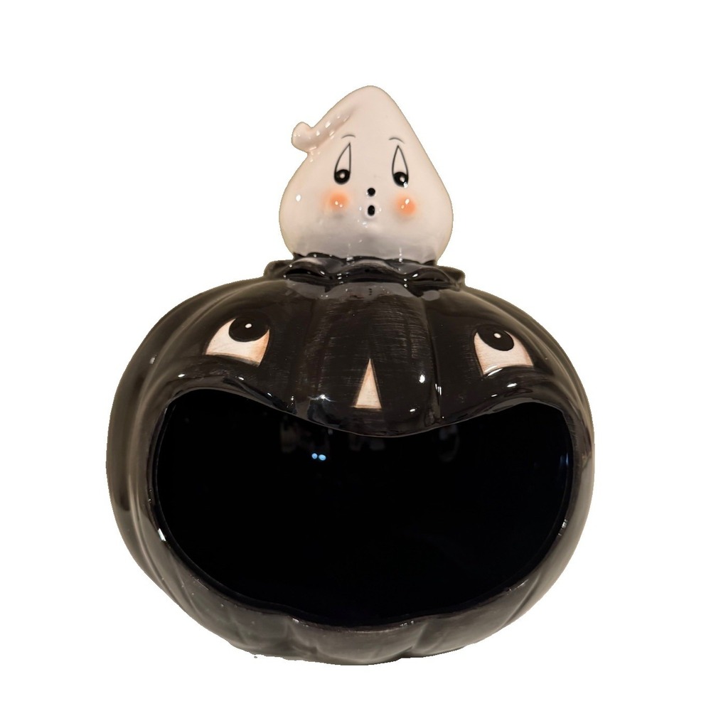 Very Rare Johanna Parker Black Ghost Pumpkin Big Mouth Bowl 2026 viral Halloween